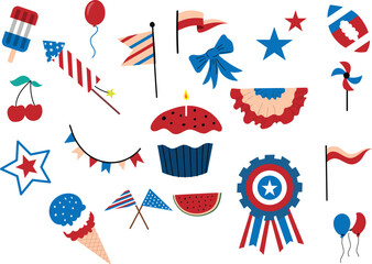 4th of july independence set vector