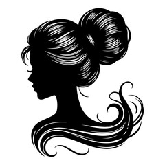 Woman Hair Style Silhouette Vector Illustration