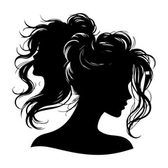 Woman Hair Style Silhouette Vector Illustration