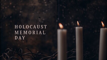Holocaust memorial day candlelit remembrance on dark background for reflection and commemoration