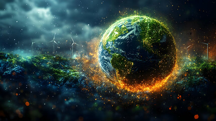 Obraz premium Earth's Transformation: Renewable Energy & Climate Change