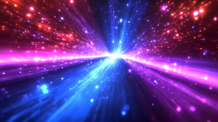 Fototapeta premium Vibrant Cosmic Rays Burst Through Space, Stellar Light Show with Dynamic Colors