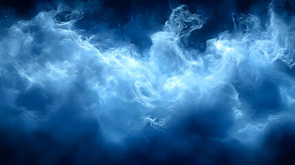 Celestial Clouds: Abstract Blue Nebula Swirls in Space