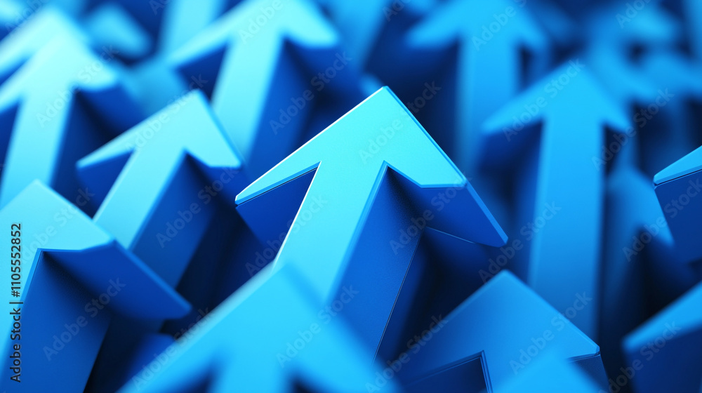 Poster Blue upward arrows create a dynamic pattern emphasizing growth and progress in a modern design
