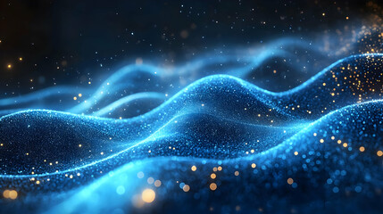 Fototapeta premium Glowing Blue Particles Wave Abstract Motion Background