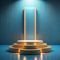 Fototapeta premium 3d podium background neon light design