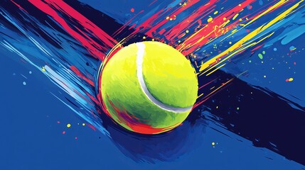 Minimalist vector tennis ball illustration with vibrant colors 