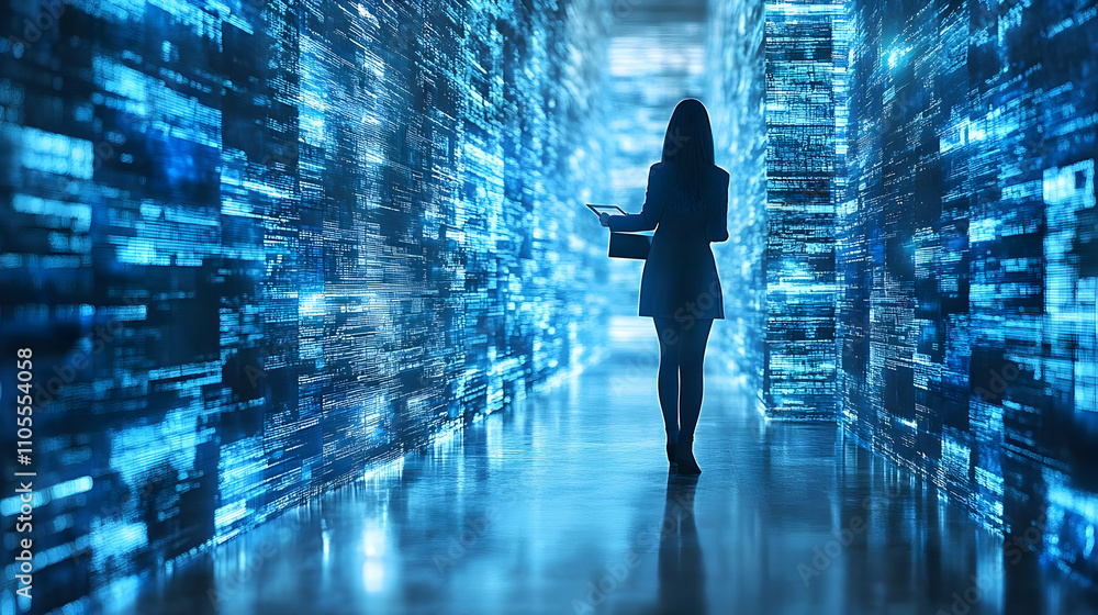 Aufkleber exploring digital worlds: data streams & future tech