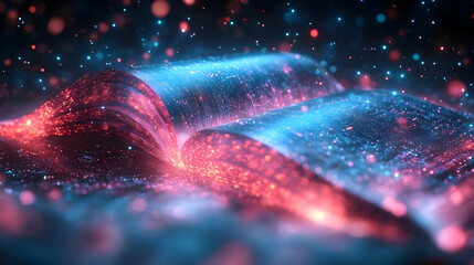 Glowing Book Pages: Abstract Art, Digital Light
