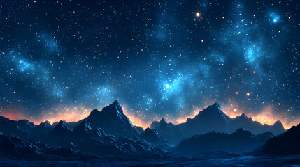Starry Night: Majestic Mountains under a Galaxy of Stars
