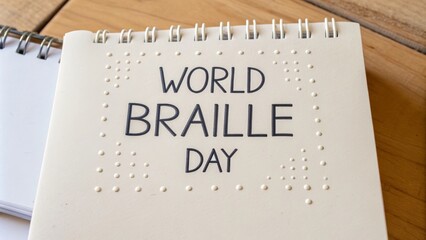 Celebrating world braille day with tactile script on notepad for awareness and inclusion