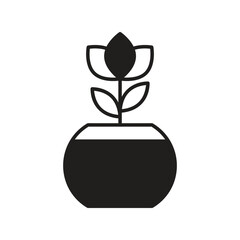 plant glyph icon with white background vector stock illustration