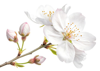 Fototapeta premium beautiful white sakura flower on white background.AI GENERATED