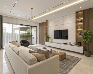 Beautiful Living Room,Modern scandinavian living room interior - 3d render,Modern Living Room Interior Design