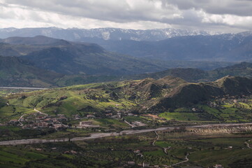 view of the mountains in Gerace in Calabria