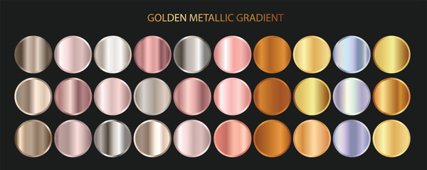 Holographic, Gold rose, silver, bronze and golden foil texture gradation background set