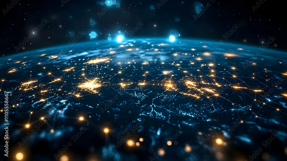 Poster global network: illuminating connections, intertwined systems, digitally advanced world