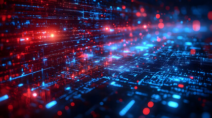 Obraz premium Digital Data Flows: Exploring Cyberspace's Vibrant Network