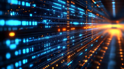 Fototapeta premium Digital Data Streams: Exploring the Flow of Information in a Modern Data Center