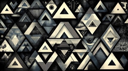 Fototapeta premium Abstract black and white triangular patterns create a mesmerizing contemporary design