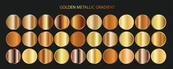 Vector shiny and metallic gradient collection for border, frame, ribbon, label design, Gold, bronze, cooper and golden foil texture gradation