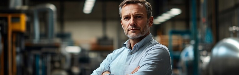 Fototapeta premium Confident Engineer in Industrial Setting