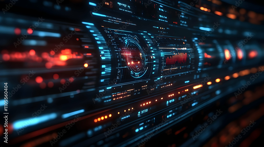 Poster futuristic hud displays data streams visually