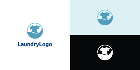 Laundry logo design. Simple laundry illustration logo with t-shirt and hanger symbol.