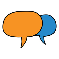 Hand drawn cartoon live chat icon on white background.