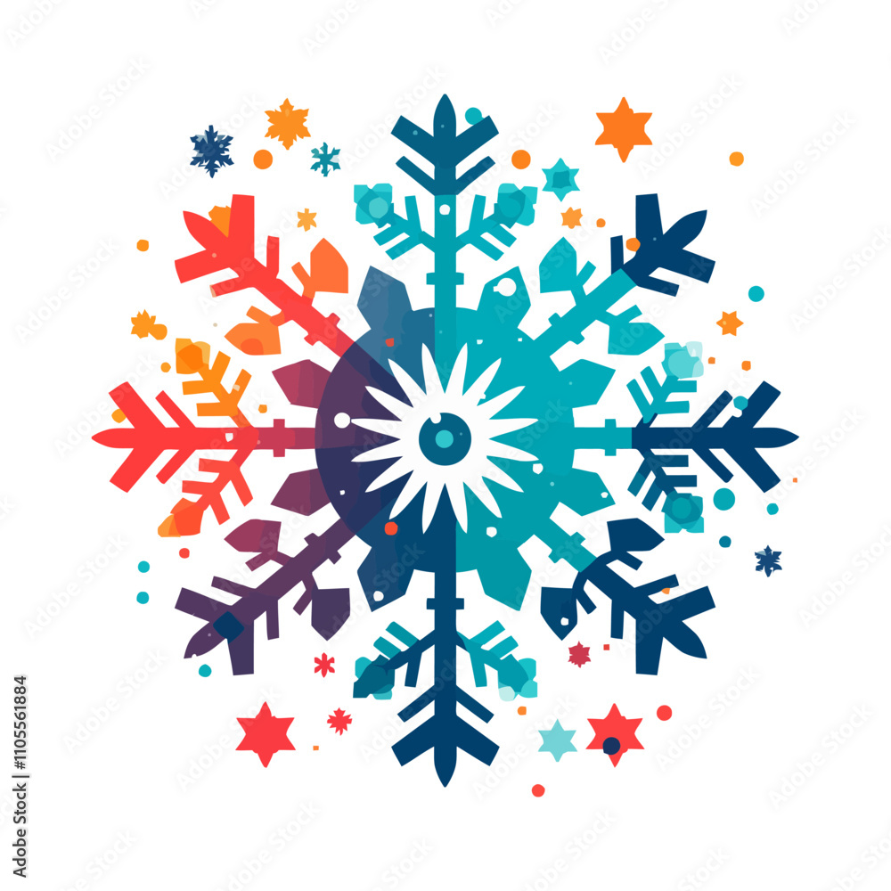 Poster snowflake icon. abstract multicolored snowflake on white background. vector illustration