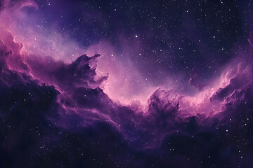 Fototapeta premium An amazing nebula with purple and pink colors, set against a galaxy background filled with stars in the vast expanse of space.