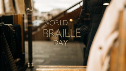 World braille day celebration with reflections and copy space for awareness posters