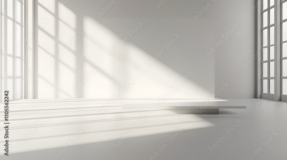 Poster 6. a bright, clean conference room with a large table and empty space on the wall behind for text