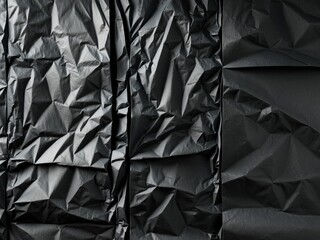 Obraz premium Abstract Textured Black Crinkled Paper Background.