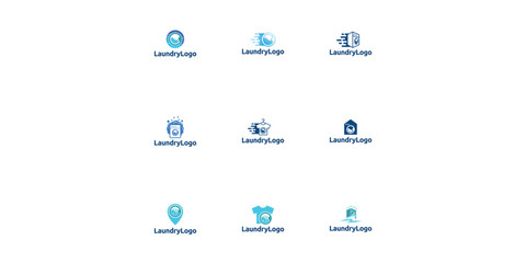 Set of Laundry logo design. Washing machine icon for laundry service business logo template.