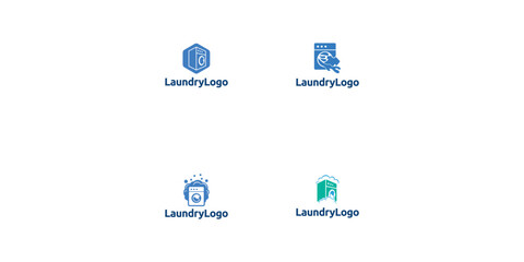 Set of Laundry logo design. Washing machine icon for laundry service business logo template.