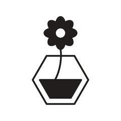 plant glyph icon with white background vector stock illustration