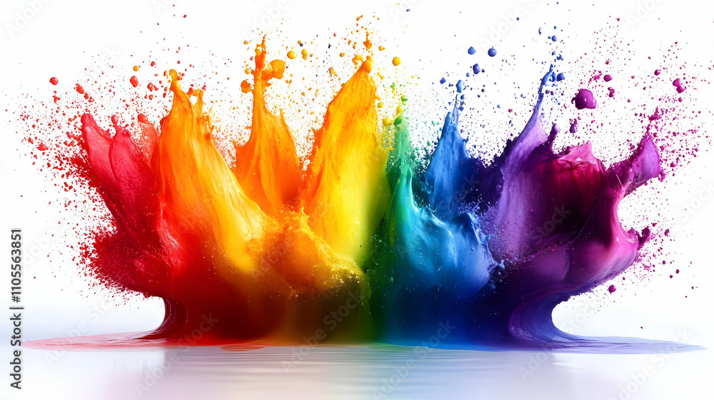 Aufkleber rainbow paint explodes in vibrant splashes dynamically