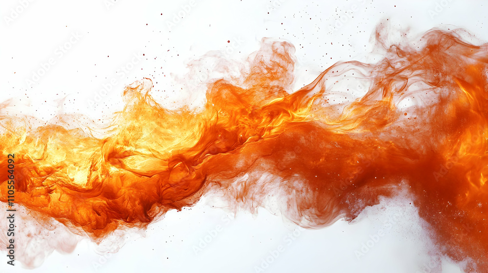 Poster fiery abstract colors flowing dynamically in white