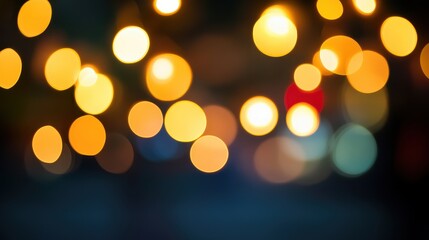 Abstract bokeh lights, soft focus, warm colors, dark background, festive, night, celebration, 