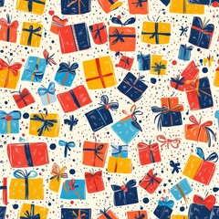 Colorful Gift Boxes Seamless Pattern