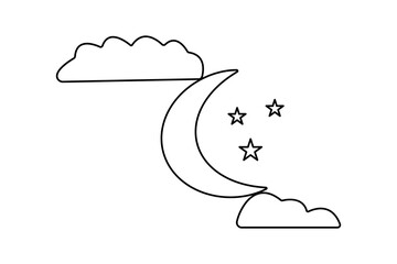 Moon continuous one line art drawing of white background 