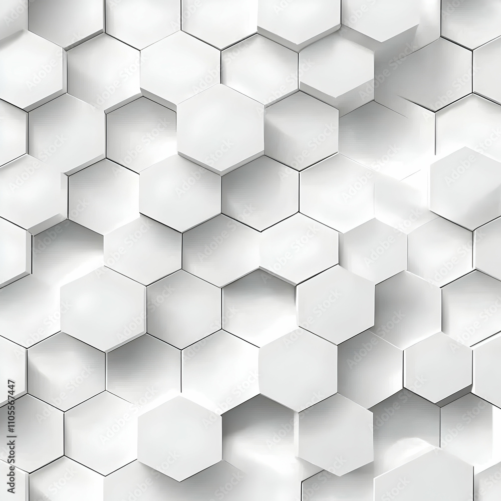 Poster abstract white background with a hexagonal pattern for technology, science, and innovation concepts
