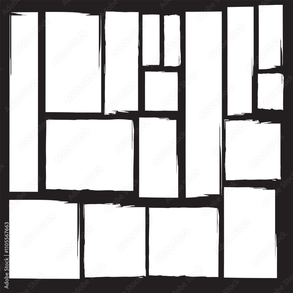 Poster text box frame brush rough crayon shape set. hand drawn crayon grunge brush square rectangle border.