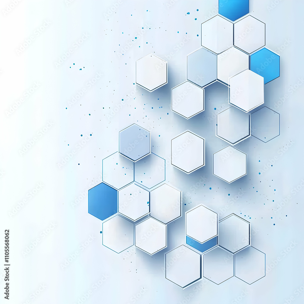 Poster abstract white background with a hexagonal pattern for technology, science, and innovation concepts