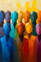 Naklejka premium Colorful Abstract Crowd Painting