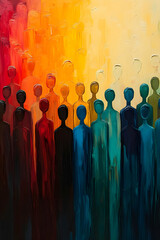 Colorful Crowd Abstract Painting