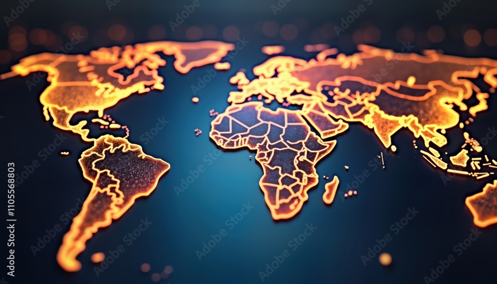 Aufkleber global network visualization shows international data transfer. abstract world map highlights worldw