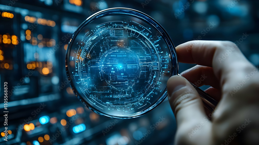 Poster exploring digital worlds: magnifying data's secrets with technology