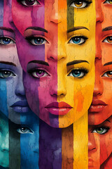 Rainbow Faces Abstract Illustration